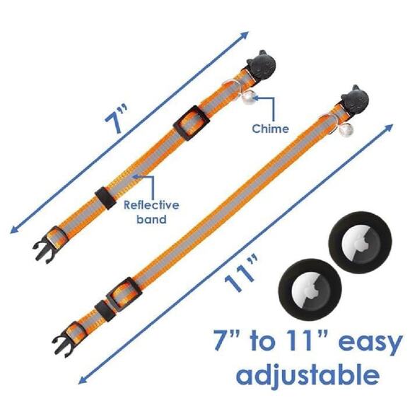 Reflective Cat Collar with Bell, Set of 6, Solid & Safe Collars for Cats, Nylon, - Picture 4 of 4